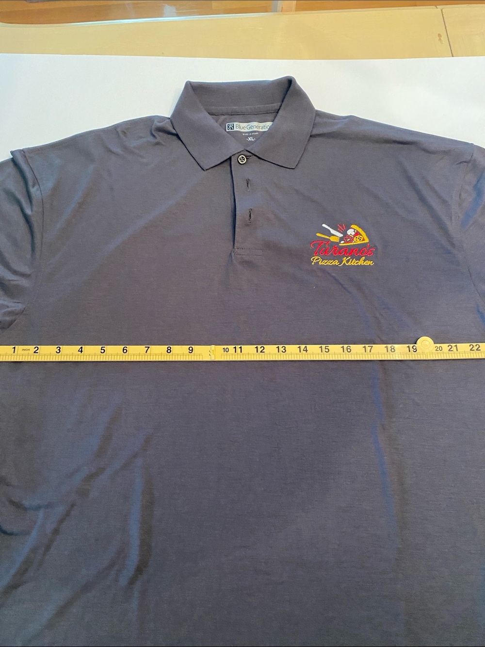 Men's Grey Polo with Embroidered Pizza Kitchen Logo
